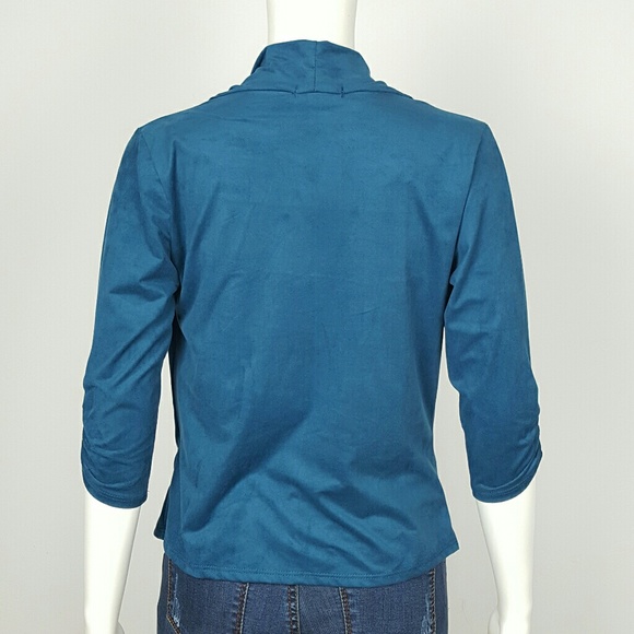 WOMEN'S BLUE BLAZER / CARDIGAN WATER FALL - Picture 2 of 4